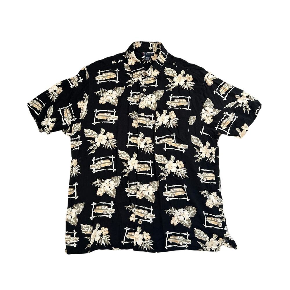 Knightsbridge Men’s‎ Button Shirt Vintage Woody Wagon Large Hawaiian